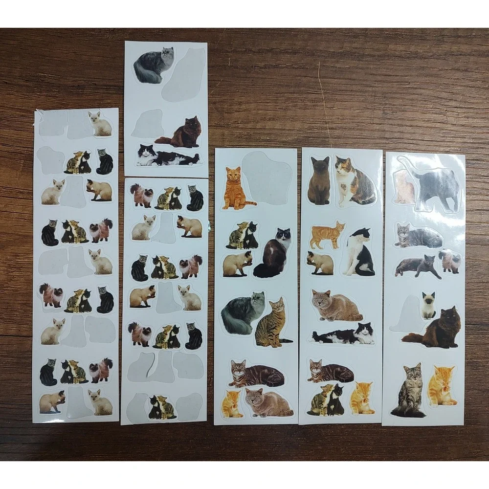 Cat Stickers Lot Realistic Kittens Full Partial Sheets Tabby Siamese Orange Vtg
